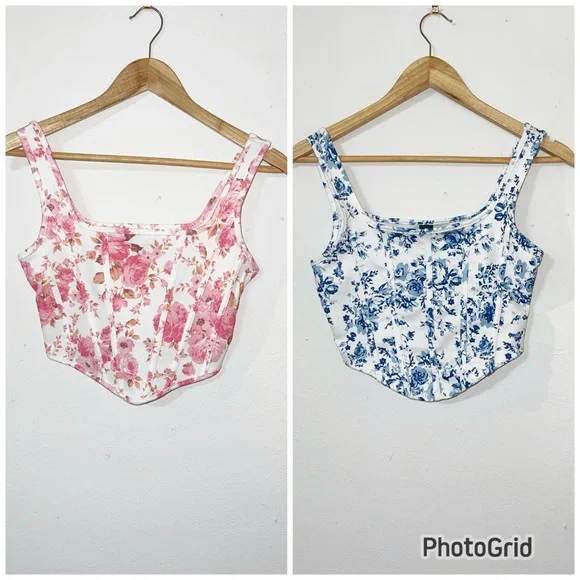 Shein floral corset style crop tank top bundle - Picture 1 of 16